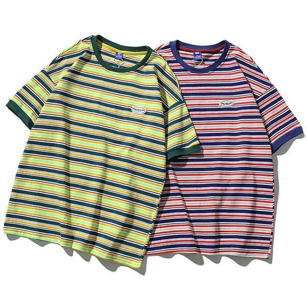 t shirt men multicolor striped tshirt summer short sleeve korean punk cotton t-shirt streetwear kg-268, White;black
t shirt men multicolor striped tshirt summer short sleeve korean punk cotton t-shirt streetwear kg-268, White;black