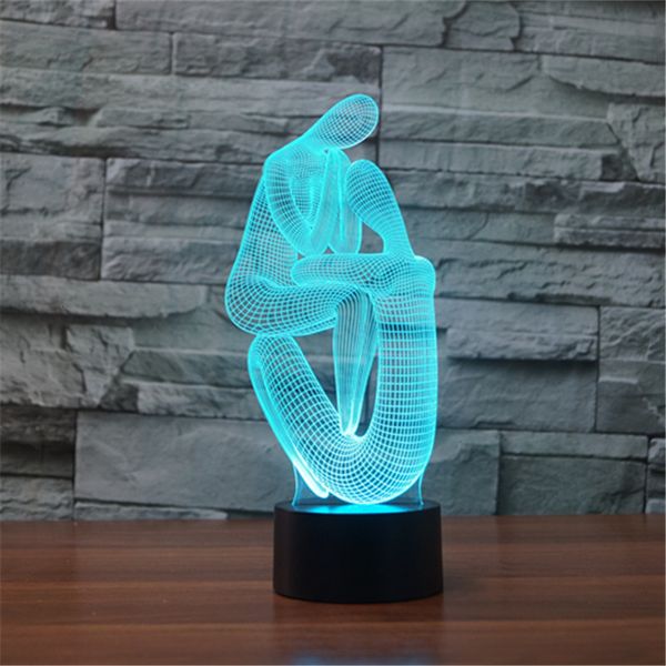 2021 new human being 3d led table optical illusion bulbing night light 7 colors changing mood usb lamp am47