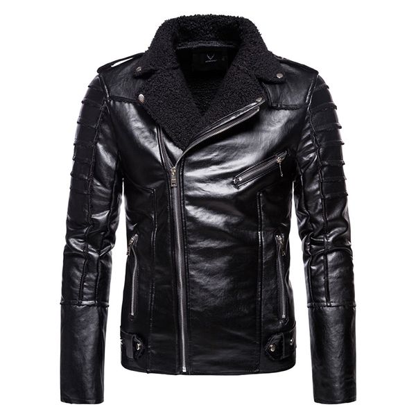 new men's autumn motorcycle leather jacket slim fit oblique zipper fleece leather jacket men casual punk coat high quality, Black
new men's autumn motorcycle leather jacket slim fit oblique zipper fleece leather jacket men casual punk coat high quality, Black