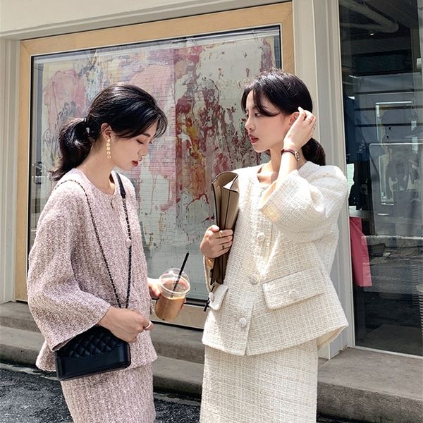 autumn winter tweed 2 piece set women tweed short jacket wool coat+bodycon pencil skirt suit sets 201027, White
autumn winter tweed 2 piece set women tweed short jacket wool coat+bodycon pencil skirt suit sets 201027, White