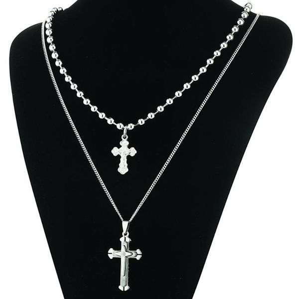 double cross pendant necklaces layered stainless steel necklace rhinestone crucifix catholic neckless women jewelry, Silver
double cross pendant necklaces layered stainless steel necklace rhinestone crucifix catholic neckless women jewelry, Silver