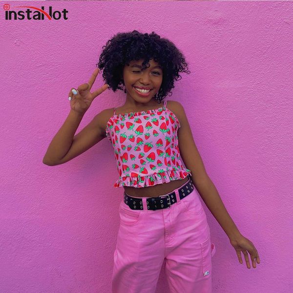instasweeet strawberry print camis ladies spaghetti strap sleeveless pink casual cropped summer women camisole y200701, White
instasweeet strawberry print camis ladies spaghetti strap sleeveless pink casual cropped summer women camisole y200701, White