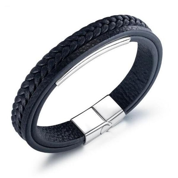 leather multi layer n1392 bracelet with stainless braid steel magnetic buckle bangle
leather multi layer n1392 bracelet with stainless braid steel magnetic buckle bangle