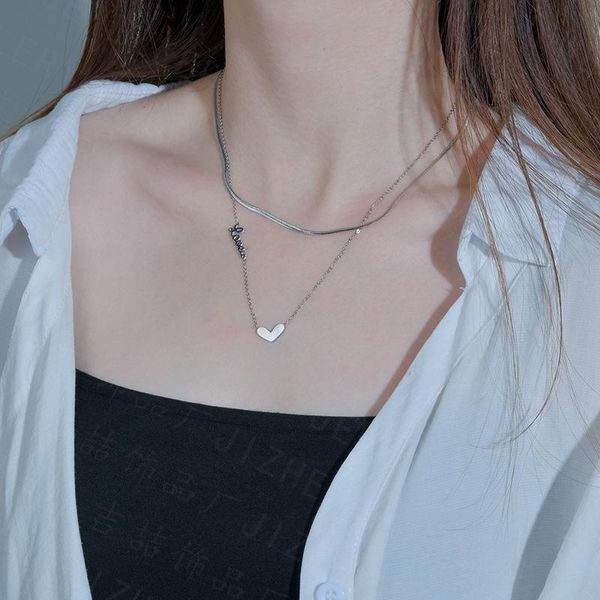 chains 2 layer snake necklace creative heart love choker clavicle chain women simple gift jewelry goldnecklace, Silver
chains 2 layer snake necklace creative heart love choker clavicle chain women simple gift jewelry goldnecklace, Silver