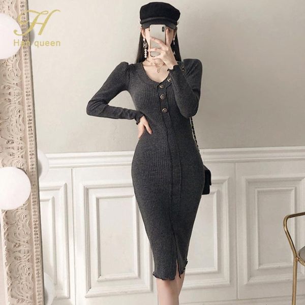 h han queen autumn v-neck pullover knit vestidos bodycon pencil sheath elastic knitted dress office evening party dresses, Black;gray
h han queen autumn v-neck pullover knit vestidos bodycon pencil sheath elastic knitted dress office evening party dresses, Black;gray