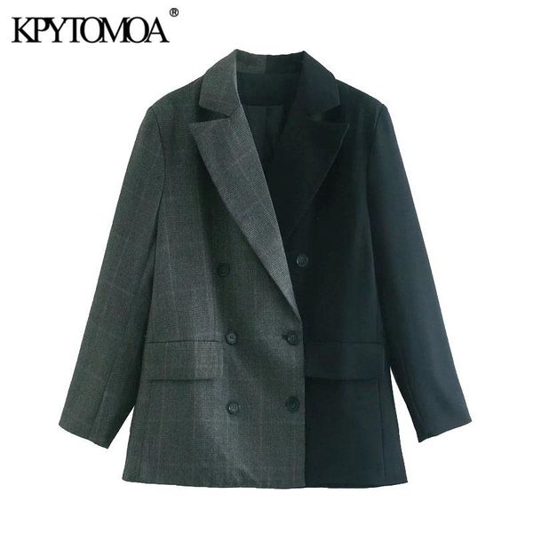 kpytomoa women 2020 fashion double breasted patchwork loose blazers coat vintage long sleeve pockets female outerwear chic, White;black
kpytomoa women 2020 fashion double breasted patchwork loose blazers coat vintage long sleeve pockets female outerwear chic, White;black