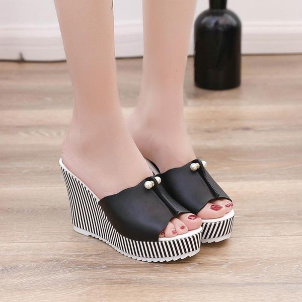 sandals high heels beach slippers summer wedges platform stripe pearl flip flops women shoes sandalias mujer, Black
sandals high heels beach slippers summer wedges platform stripe pearl flip flops women shoes sandalias mujer, Black