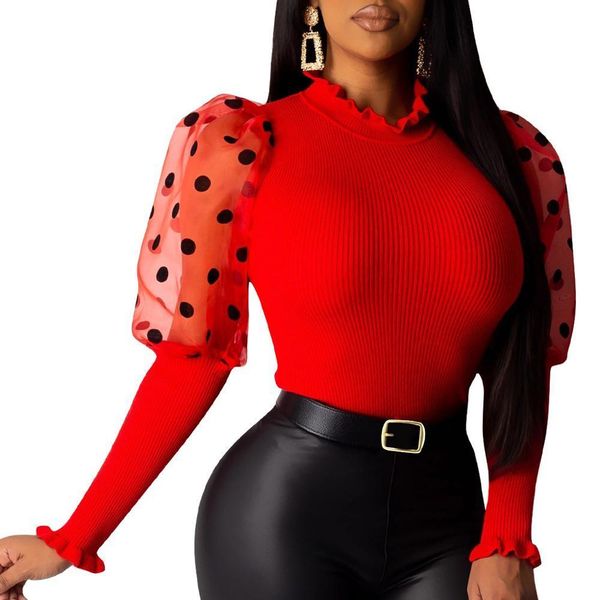 casual knit ribbed blouse o-neck slim mesh puff sleeve stretch dots female 2020 spring womens and blouses 7 color t200321, White
casual knit ribbed blouse o-neck slim mesh puff sleeve stretch dots female 2020 spring womens and blouses 7 color t200321, White