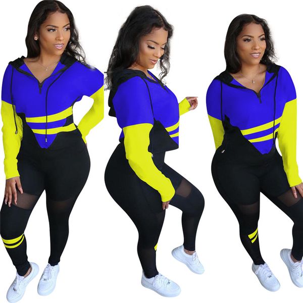 ladies 2 piece designer sportswear patchwork color long-sleeved hooded zipper pants casual new ladies clothing sportswear, White
ladies 2 piece designer sportswear patchwork color long-sleeved hooded zipper pants casual new ladies clothing sportswear, White