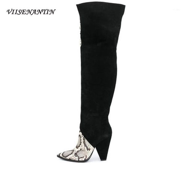 boots european and american large size slope with color matching trendy women's high-heeled leather over the knee short boots1, Black
boots european and american large size slope with color matching trendy women's high-heeled leather over the knee short boots1, Black