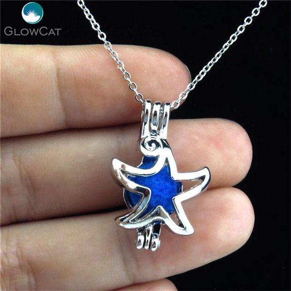 k58 silver tone beach starfish diffuser медальёное ожерелье ароматерапия сталь 16 "аромат эфирное масло диффузор медастроре jlldci, Black