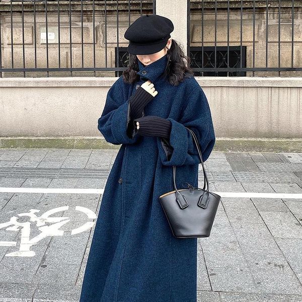 sea blue woolen coat women's middle and long style loose and thickened korean woolen coat in autumn winter 2020, Black
sea blue woolen coat women's middle and long style loose and thickened korean woolen coat in autumn winter 2020, Black