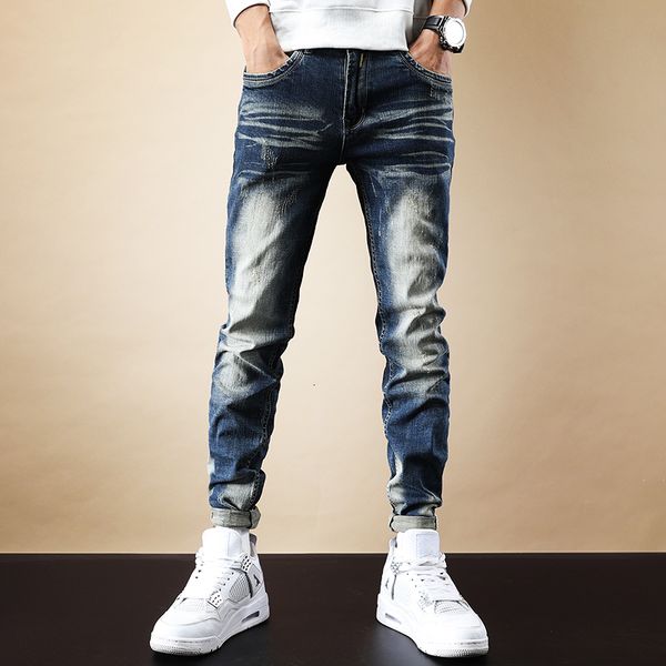 2021 new italian style fashion men jeans slim fit elastic casual denim ripped pencil pants retro vintage designer cotton long trousers llze, Blue
2021 new italian style fashion men jeans slim fit elastic casual denim ripped pencil pants retro vintage designer cotton long trousers llze, Blue