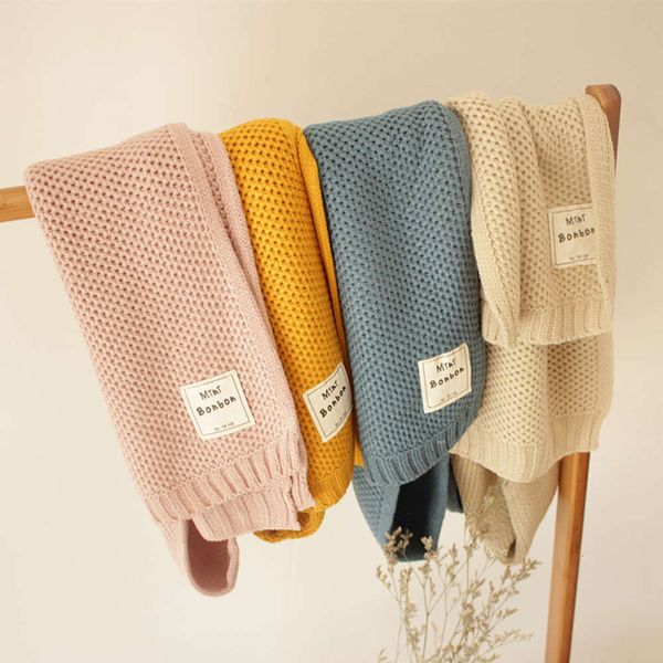 and winter autumn baby's honeycomb wool neck pure color large white label children's knitting letter scarf, Red;brown
and winter autumn baby's honeycomb wool neck pure color large white label children's knitting letter scarf, Red;brown