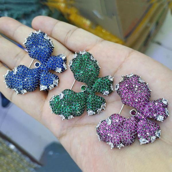 pins, brooches 46x32mm women's butterfly paved cz, Gray