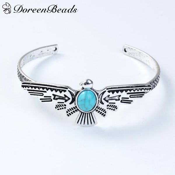 bangle doreenbeads 1 pc eagle pattern open cuff bangles bracelets for men women silver color blue bead 18.4cm, Black
bangle doreenbeads 1 pc eagle pattern open cuff bangles bracelets for men women silver color blue bead 18.4cm, Black