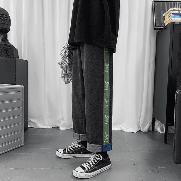 men's jeans wide leg for mens casual loose cargo straight trousers stitching design washed nine denim pants cotton four seasons, Blue
men's jeans wide leg for mens casual loose cargo straight trousers stitching design washed nine denim pants cotton four seasons, Blue