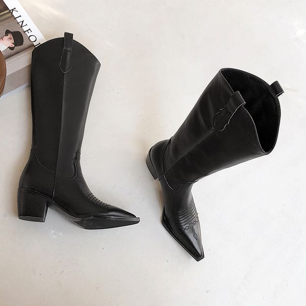 isnom western boots women knee high cowboy boots fashion pointed toe wedge heels female high heels thick shoes winter boots 201124, Black
isnom western boots women knee high cowboy boots fashion pointed toe wedge heels female high heels thick shoes winter boots 201124, Black