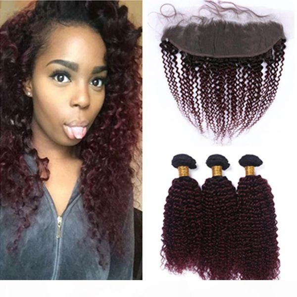 #1b 99j wine red ombre kinky curly 3bundles brazilian hair with frontal burgundy ombre 13x4 lace frontal closure with human hair weaves, Black;brown
#1b 99j wine red ombre kinky curly 3bundles brazilian hair with frontal burgundy ombre 13x4 lace frontal closure with human hair weaves, Black;brown