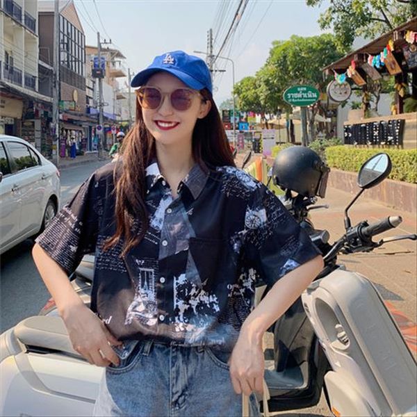 casual loose letter printed basic all match fashion short sleeve 2020 summer chiffon turn down collar female women shirts, White
casual loose letter printed basic all match fashion short sleeve 2020 summer chiffon turn down collar female women shirts, White