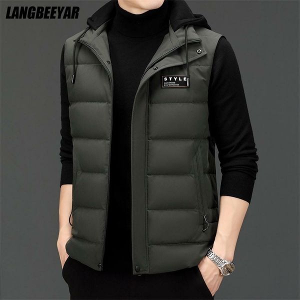 brand casual fashion sleeveless 90% mens duck down vest jacket with hood windbreaker puffer waistcoat winter mens clothes 220105, Black
brand casual fashion sleeveless 90% mens duck down vest jacket with hood windbreaker puffer waistcoat winter mens clothes 220105, Black