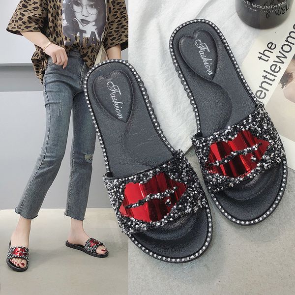 slipper women's summer red lips shoes in 2020, Black
slipper women's summer red lips shoes in 2020, Black