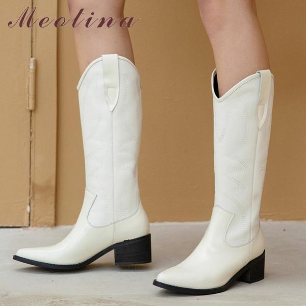 meotina western boorts wome real leather block heels long boots pointed toe high heel fashion knee high boots shoes white 34-40, Black
meotina western boorts wome real leather block heels long boots pointed toe high heel fashion knee high boots shoes white 34-40, Black