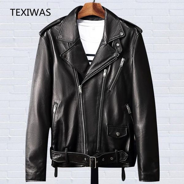 texiwas men's sheepskin zip motorcycle real leather jacket coat male genuine leather jacket with belt bomber biker coat spring, Black
texiwas men's sheepskin zip motorcycle real leather jacket coat male genuine leather jacket with belt bomber biker coat spring, Black