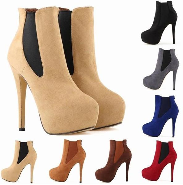 boots fashion super high heels thin bridal shoes women's pumps flock women round toe colors size 35-42 zip, Black
boots fashion super high heels thin bridal shoes women's pumps flock women round toe colors size 35-42 zip, Black