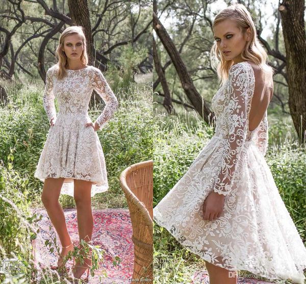 open back full lace short wedding dresses hi lo sheer long sleeves garden country boho bridal bridal wedding gowns, White
open back full lace short wedding dresses hi lo sheer long sleeves garden country boho bridal bridal wedding gowns, White