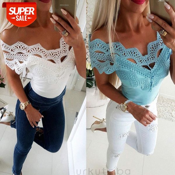 womens casual one shoulder patchwork lace slim t-shirt ladies sleeveless tees #e26c, White
womens casual one shoulder patchwork lace slim t-shirt ladies sleeveless tees #e26c, White