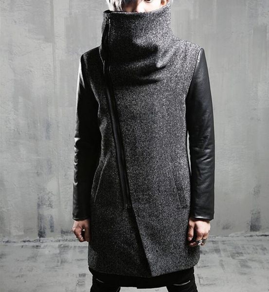 men's wool & blends winter slim fashion dust lapel long coat thickening, Black
men's wool & blends winter slim fashion dust lapel long coat thickening, Black