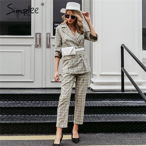 simplee plaid double breasted women blazer set long sleeve office ladies pant suits female casual streetwear trouser suit y201026, White;black
simplee plaid double breasted women blazer set long sleeve office ladies pant suits female casual streetwear trouser suit y201026, White;black