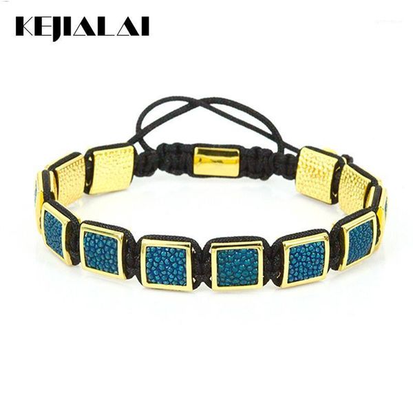 charm bracelets fashion stingray leather macrame men's genuine square bead bracelet for men luxury style1, Golden;silver
charm bracelets fashion stingray leather macrame men's genuine square bead bracelet for men luxury style1, Golden;silver