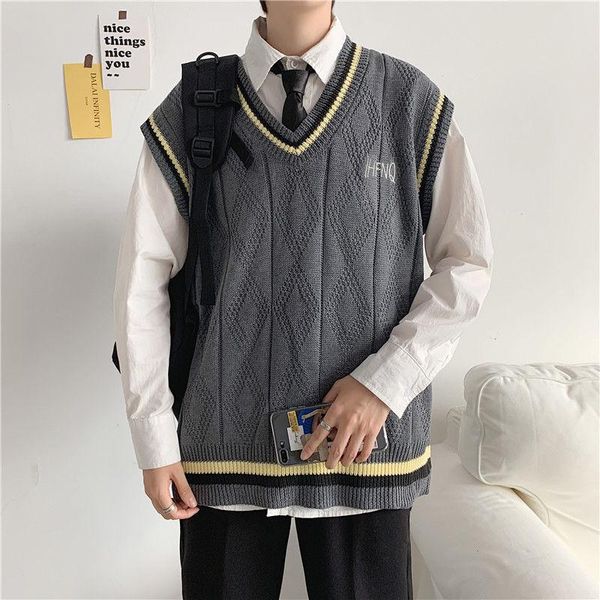 men's sweaters autumn knitted vest korean style trend sleeveless waistcoat loose casual wool shoulder student coat man, White;black
men's sweaters autumn knitted vest korean style trend sleeveless waistcoat loose casual wool shoulder student coat man, White;black
