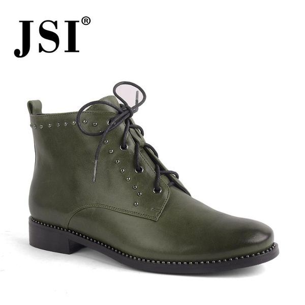 jsi women boots winter ankle round toe lace-up genuine leather square heel ladies shoes rivet solid med heels women boots jc463, Black
jsi women boots winter ankle round toe lace-up genuine leather square heel ladies shoes rivet solid med heels women boots jc463, Black