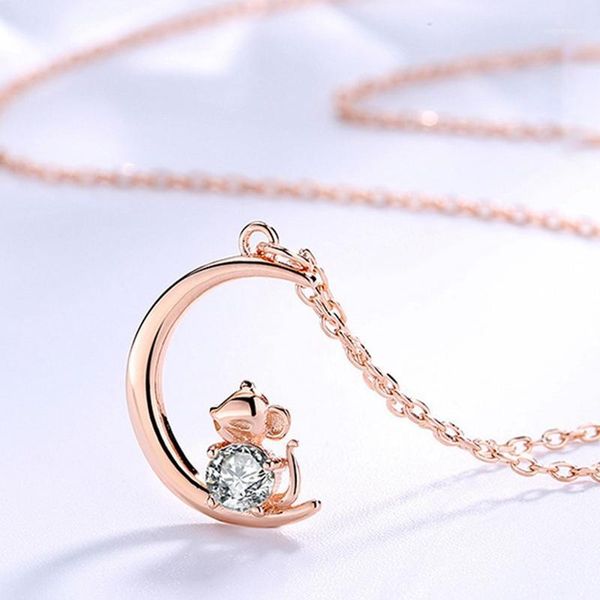 zircon pendant necklace for women girl child birthday gift moon cute mouse rose gold gem jewelry1, Silver
zircon pendant necklace for women girl child birthday gift moon cute mouse rose gold gem jewelry1, Silver