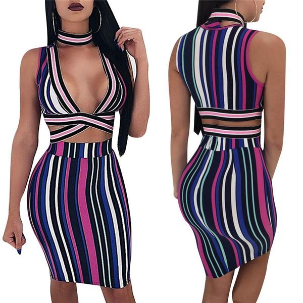 striped two piece dresses women deep v neck halter sleeveless bodycon dress hollow out celebrity club wear dress vestidos, Black;gray
striped two piece dresses women deep v neck halter sleeveless bodycon dress hollow out celebrity club wear dress vestidos, Black;gray