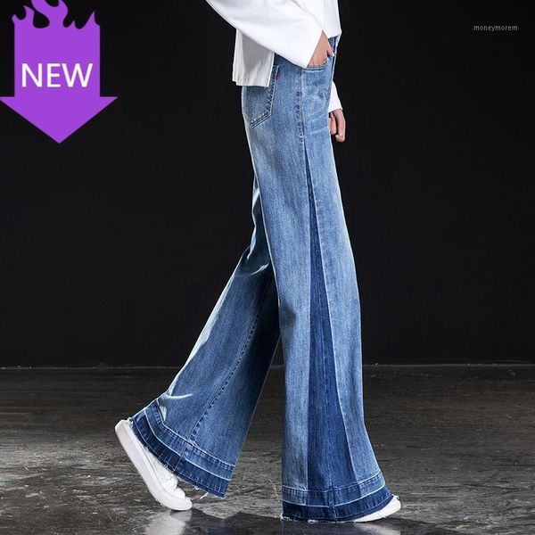 women's jeans patchwork bleached loose wide leg pants spring summer elasticity waist women full length flare jeans1, Blue
women's jeans patchwork bleached loose wide leg pants spring summer elasticity waist women full length flare jeans1, Blue
