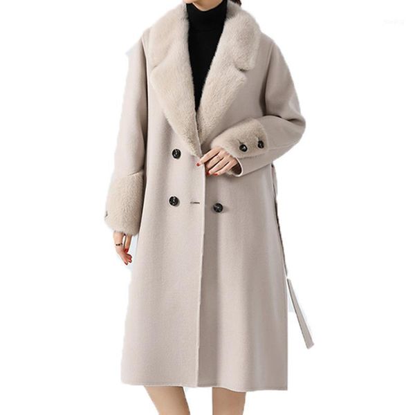 2020 new female jackets sheep wool cashmere coats winter clothes woman coats with natural collar cloth, Black
2020 new female jackets sheep wool cashmere coats winter clothes woman coats with natural collar cloth, Black