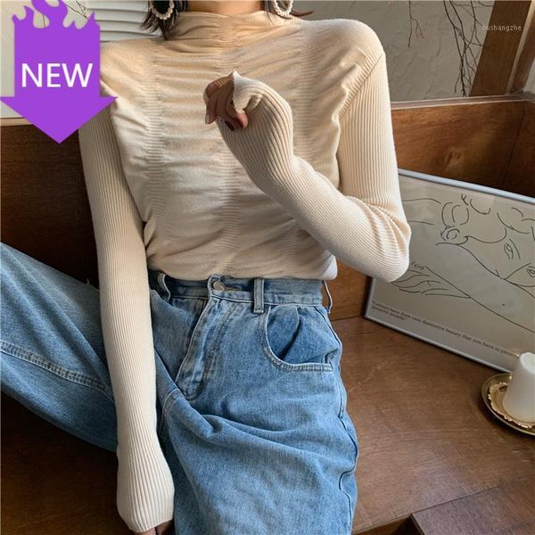 turtleneck warm sweater korean jumper clothing ruched sweater women pullover jumpers knit basic1, White;black
turtleneck warm sweater korean jumper clothing ruched sweater women pullover jumpers knit basic1, White;black