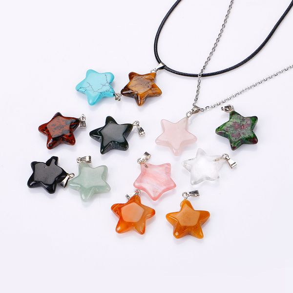 five-pointed star natural crystal rose quartz pendant necklace pentagram star shape chakra healing jewelry for women men, Silver
five-pointed star natural crystal rose quartz pendant necklace pentagram star shape chakra healing jewelry for women men, Silver