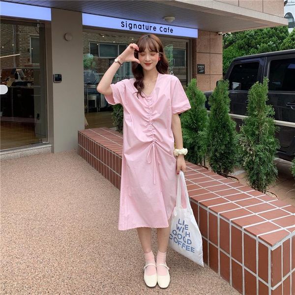 p shoot 2019 women's dress summer french elegant v-neck short sleeve pink drawstring dress medium-length1, White;black
p shoot 2019 women's dress summer french elegant v-neck short sleeve pink drawstring dress medium-length1, White;black