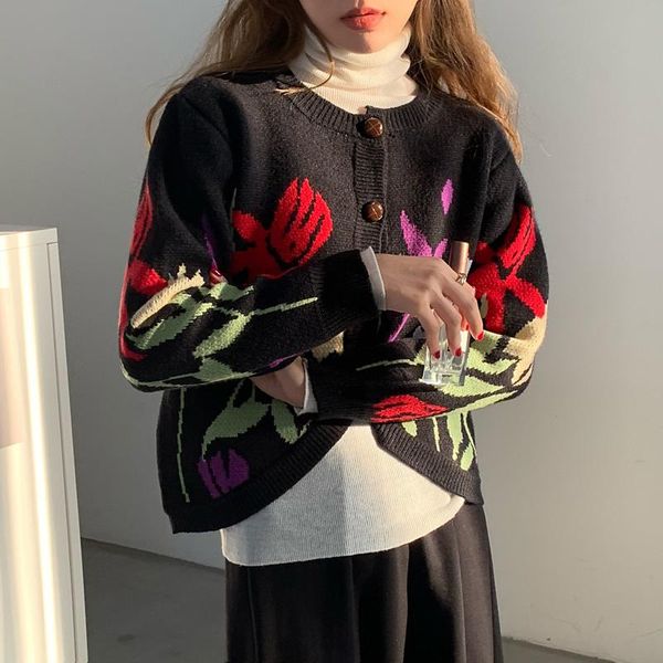 e-girl sweet single-breasted contrast color flower knitted sweater cardigans loosed o-neck long sleeve girlfriend autumn, White
e-girl sweet single-breasted contrast color flower knitted sweater cardigans loosed o-neck long sleeve girlfriend autumn, White