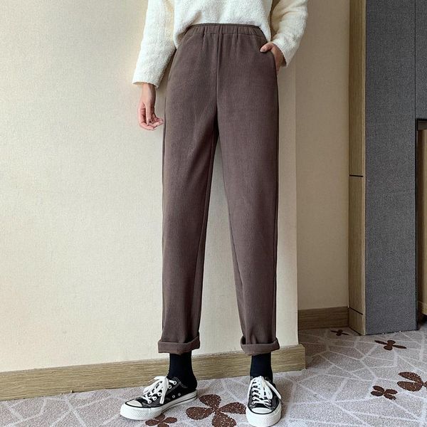women's pants & capris hkcp fashion women casual corduroy solid loose elastic waist high wide leg clothing winter 2021, Black;white
women's pants & capris hkcp fashion women casual corduroy solid loose elastic waist high wide leg clothing winter 2021, Black;white