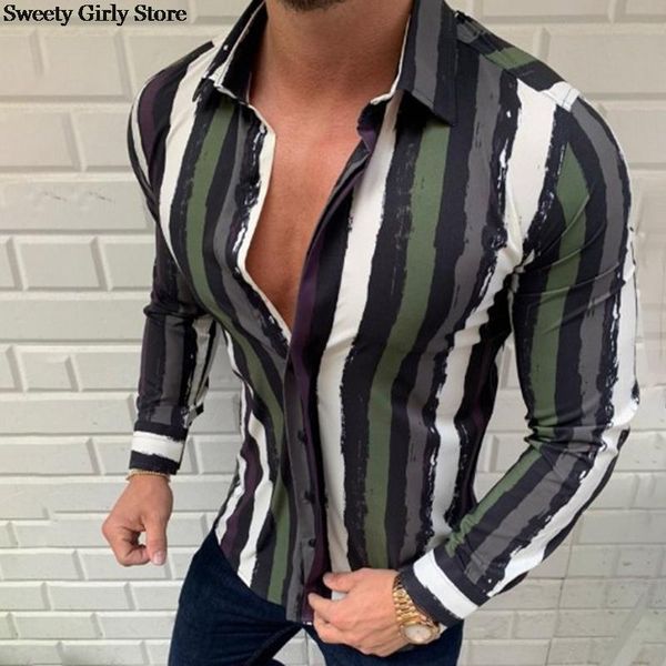 long sleeve business blouse men striped print handsome shirts button new blouses 2021 clothing breathable cotton shirt, White;black
long sleeve business blouse men striped print handsome shirts button new blouses 2021 clothing breathable cotton shirt, White;black