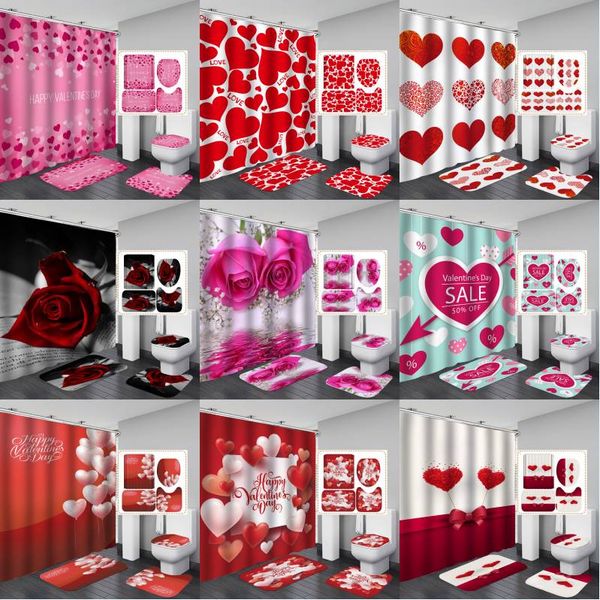 40 styles valentine's day shower curtain sets non-slip rug red roses and love balloons waterproof bathroom shower curtain kimter-k390fa 
40 styles valentine's day shower curtain sets non-slip rug red roses and love balloons waterproof bathroom shower curtain kimter-k390fa