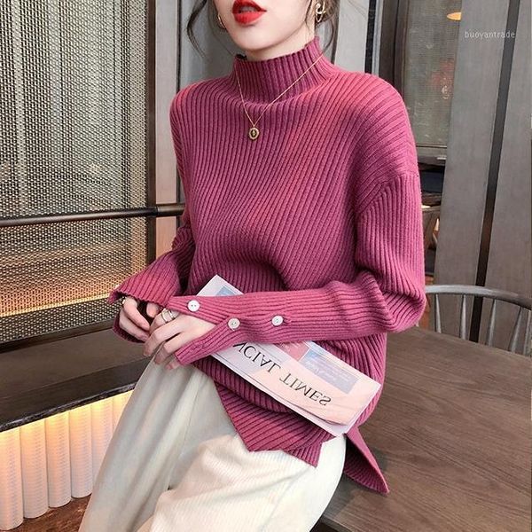 women's sweaters 2021 autumn women knitted high neck pullovers sweater button casual long sleeve pullover female solid winter 1, White;black
women's sweaters 2021 autumn women knitted high neck pullovers sweater button casual long sleeve pullover female solid winter 1, White;black