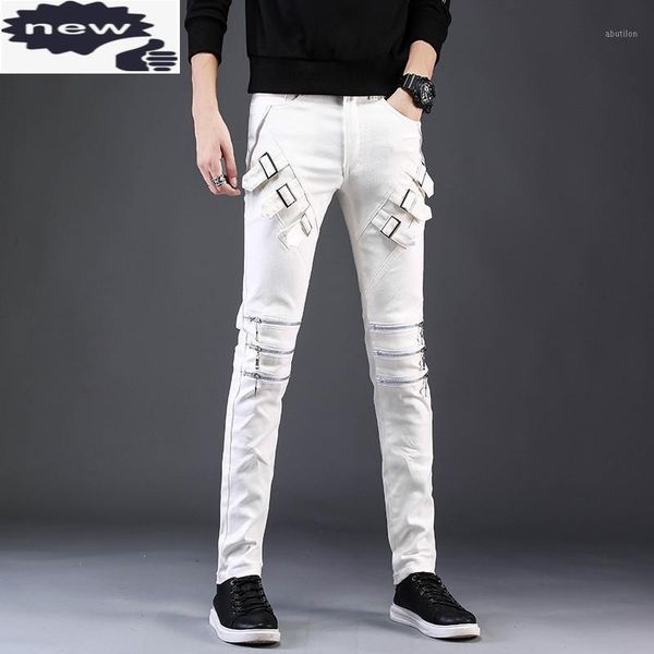 men's jeans autumn men slim casual trousers fashion 2021 zipper white skinny pencil high street summer stretch biker pants male1, Blue
men's jeans autumn men slim casual trousers fashion 2021 zipper white skinny pencil high street summer stretch biker pants male1, Blue