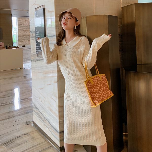 autumn and winter knitwear sweater core spun yarn fashion mom slim fit cover belly show thin maternity medium length dress, White
autumn and winter knitwear sweater core spun yarn fashion mom slim fit cover belly show thin maternity medium length dress, White